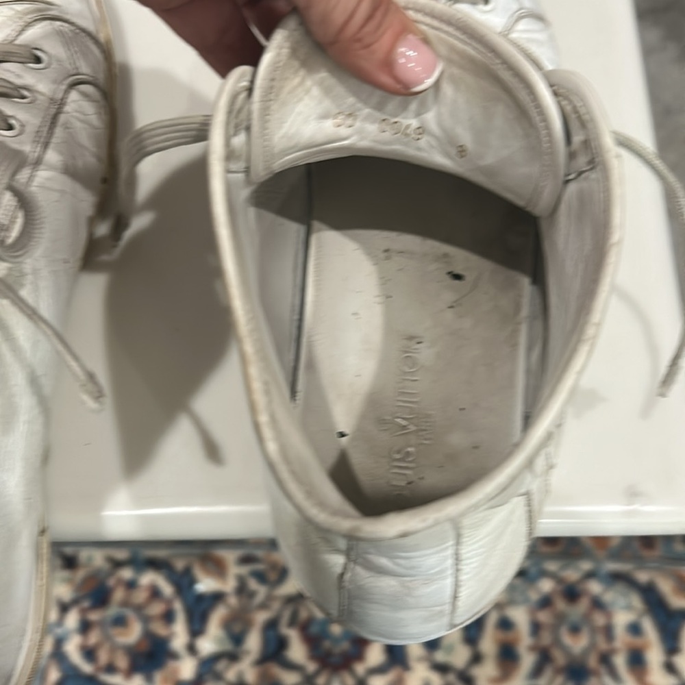 Louis Vuitton White High-Top Sneakers‎ with Leather Upper need repair GO OO49 - Picture 9 of 10